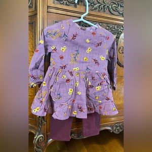 Purple Floral Top with Leggings 12-18 months  by Mabel + Honey